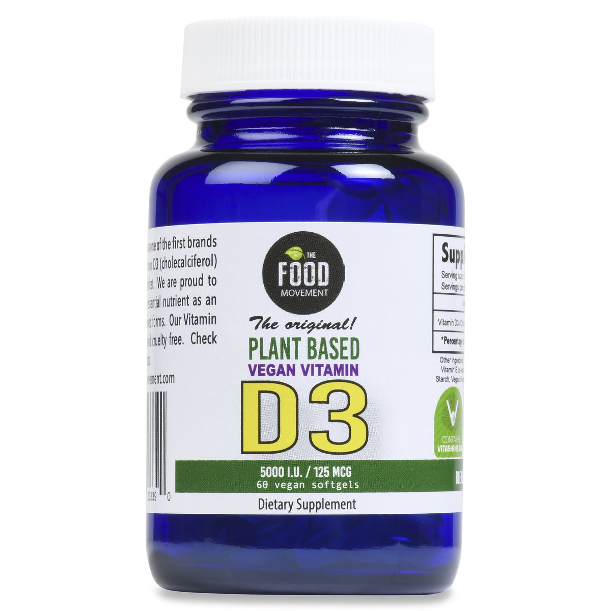 The Food Movement - Vegan Vitamin D3 - 60 Softgels