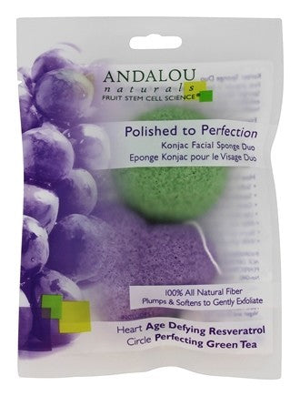 Andalou Naturals Perfection Konjac Facial Duo Sponge, 2 Count