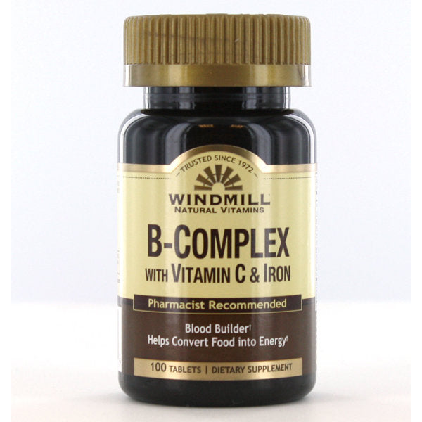 Windmill B-Complex Tablets with Vitamin C and Iron Supplement - 100 Tablets