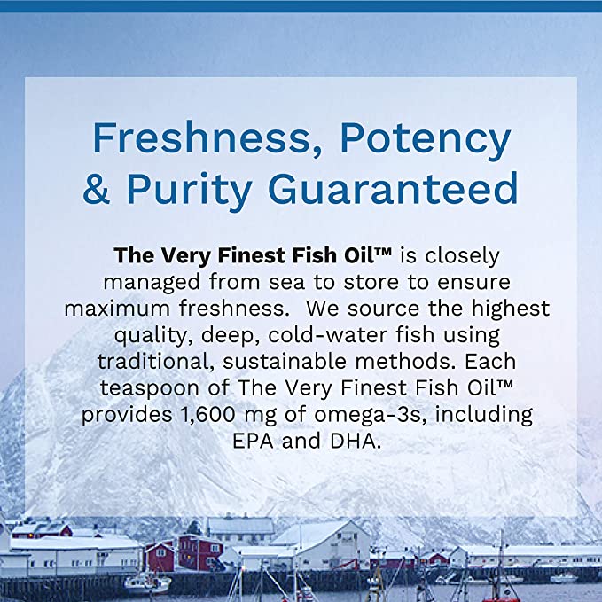 Carlson - The Very Finest Fish Oil, 1600 mg Omega-3s, Liquid Supplement, Norwegian, Wild-Caught, Sustainably Sourced , Lemon, 16.9 Fl Oz