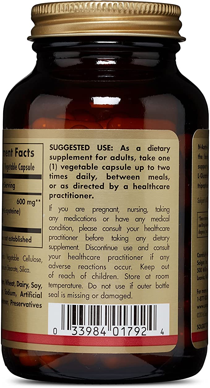 Solgar NAC, 600 mg, 120 Vegetable Capsules