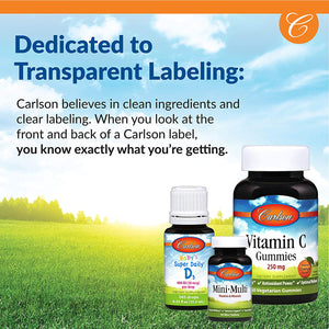 Carlson - Super-C Complex, Vitamin C + Bioflavonoids, Immune Function & Optimal Wellness, Antioxidant, 250 Vegetarian Tablets