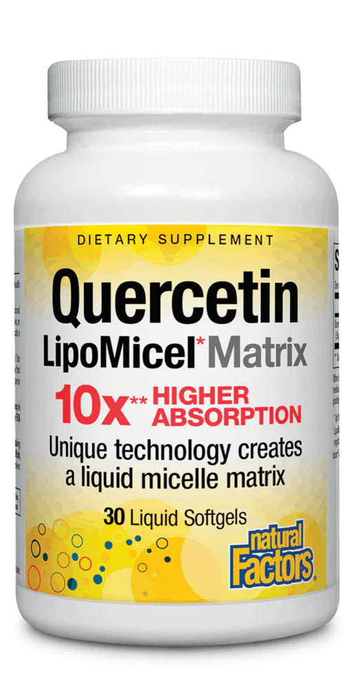 Natural Factors Quercetin LipoMicel Matrix for Superior Absorption, 30 Softgels