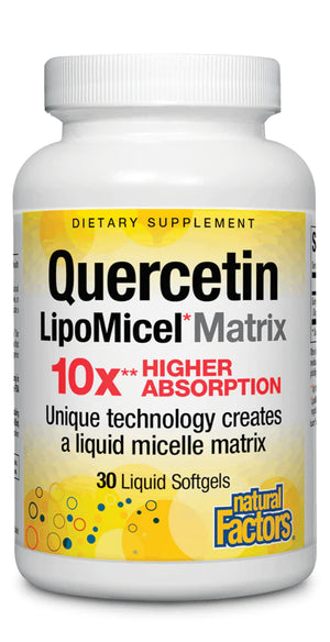 Natural Factors Quercetin LipoMicel Matrix for Superior Absorption, 30 Softgels