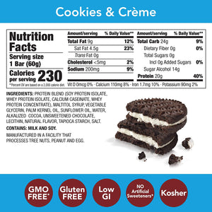 think!, High Protein Bars - Cookies and Crème, 20g Protein, 0g Sugar, No Artificial Sweeteners, Gluten Free, GMO Free, 2.1 Oz Bar