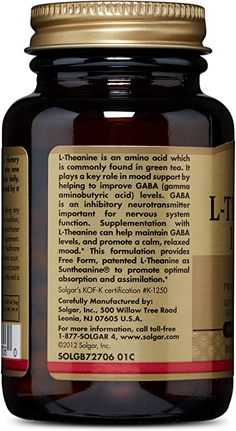 Solgar L-Theanine 150 mg - 60 Vegetable Capsules - Promotes Relaxation - Non-GMO, Vegan, Kosher &amp; Gluten Free - 60 Servings