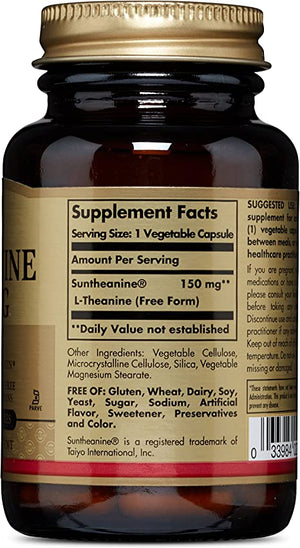 Solgar L-Theanine 150 mg, 60 Vegetable Capsules - Mood Support - Promotes Relaxation - Vegan, Gluten Free, Dairy Free, Kosher - 60 Servings