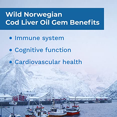 Carlson - Cod Liver Oil Gems, 460 mg Omega-3s, Plus Vitamins A and D3, Wild Caught Norwegian Arctic Cod, Sustainably Sourced Nordic Fish Oil Capsules, Lemon, 150 + 30 Softgels