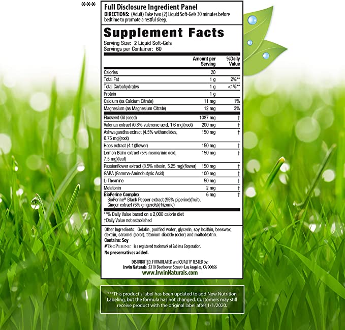 Irwin Naturals Power to Sleep PM - 120 Liquid Soft-Gels - with Melatonin, GABA, Ashwagandha, Valerian Root &amp; L-Theanine - 60 Servings