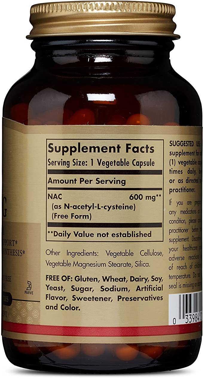 Solgar NAC, 600 mg, 120 Vegetable Capsules