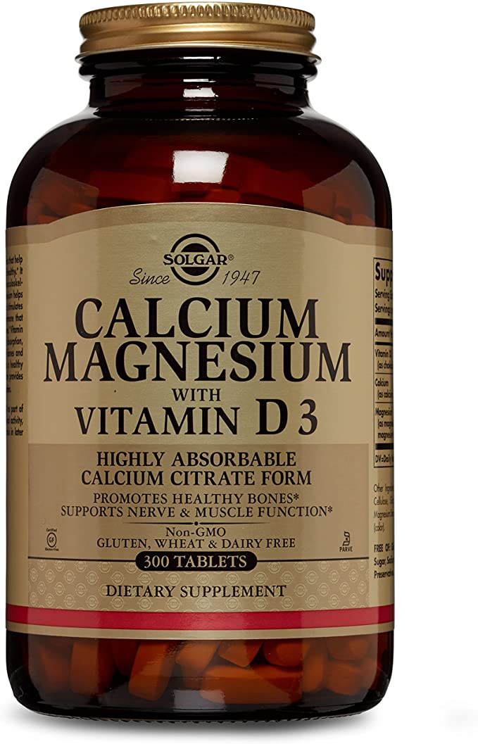 Solgar Calcium Magnesium with Vitamin D3, 300 Tablets - Promotes Healthy Bones, Supports Nerve &amp; Muscle Function - Highly Absorbable Form - Non-GMO and Gluten Free - 60 Servings
