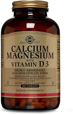 Solgar Calcium Magnesium with Vitamin D3, 300 Tablets - Promotes Healthy Bones, Supports Nerve & Muscle Function - Highly Absorbable Form - Non-GMO and Gluten Free - 60 Servings
