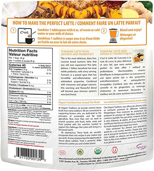 Organic Traditions Turmeric Latte with Probiotics and Saffron, 5.3 oz (150 g)