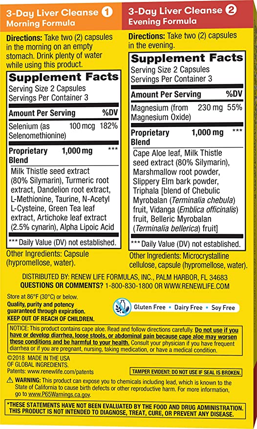 Renew Life Cleanse, Adult, 3-Day Liver Cleanse, Dietary Supplement, 2-Part, 3-Day Program