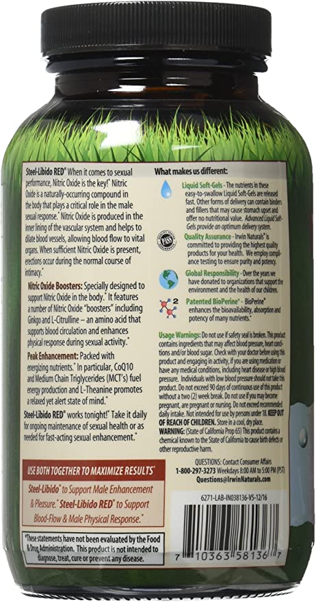 Irwin Naturals Steel-Libido RED, 150 Liquid Softgels