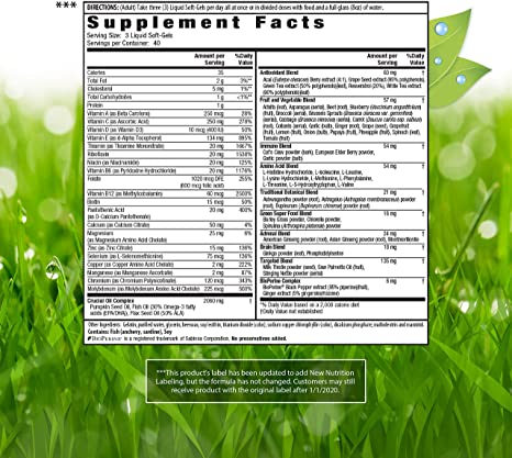 Irwin Naturals Men&#39;s Living Green Liquid-Gel Multi - 70 Essential Nutrients, Full-Spectrum Vitamins, Wholefood Blend - Targeted Adrenal &amp; Brain Support - 120 Liquid Softgels