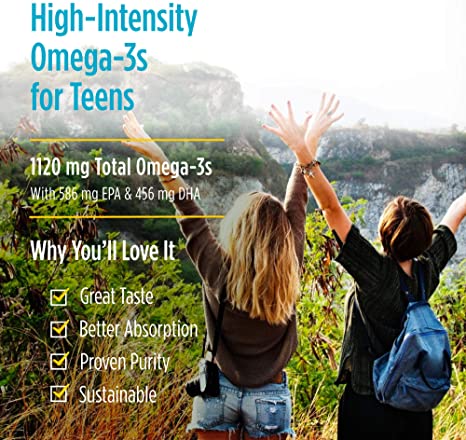Nordic Naturals Ultimate Omega 2X Teen, Strawberry - 60 Mini Soft Gels - 1120 mg Total Omega-3s with EPA &amp; DHA - Brain Health, Positive Mood, Social Development, Learning - Non-GMO - 30 Servings