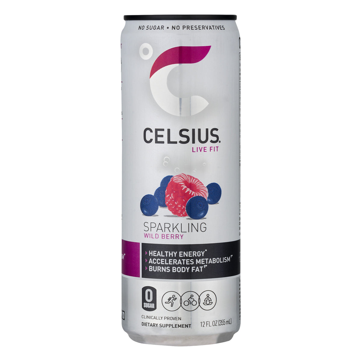Celsius Sparkling Energy Drink Wild Berry, 12 Fl Oz