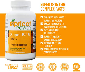 Apricot Power Super B-15 Non Toxic Pangamic Acid - Health Oxygen Levels & Energy - 100 Veg Caps