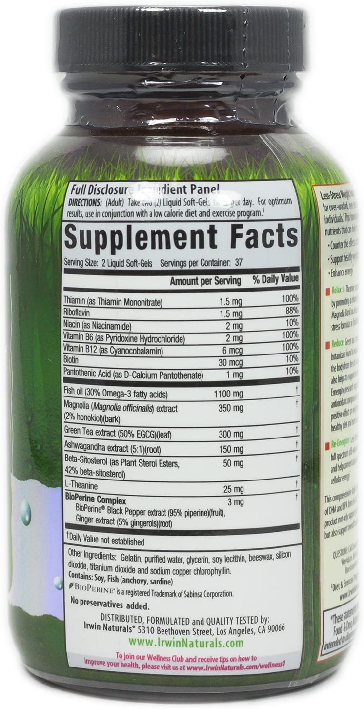 Irwin Naturals Less-Stress Weight Support, 75 Liquid Gel Caps