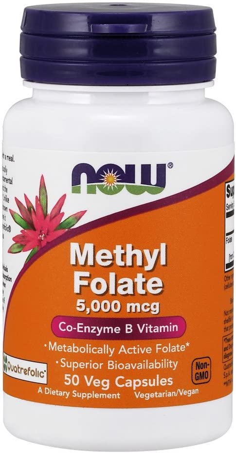 NOW Foods Supplements, Methyl Folate 5000 mcg, Superior Bioavailability, 50 Veg Capsules
