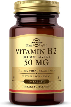 Solgar Vitamin B2 Riboflavin, 50 mg, 100 Tablets