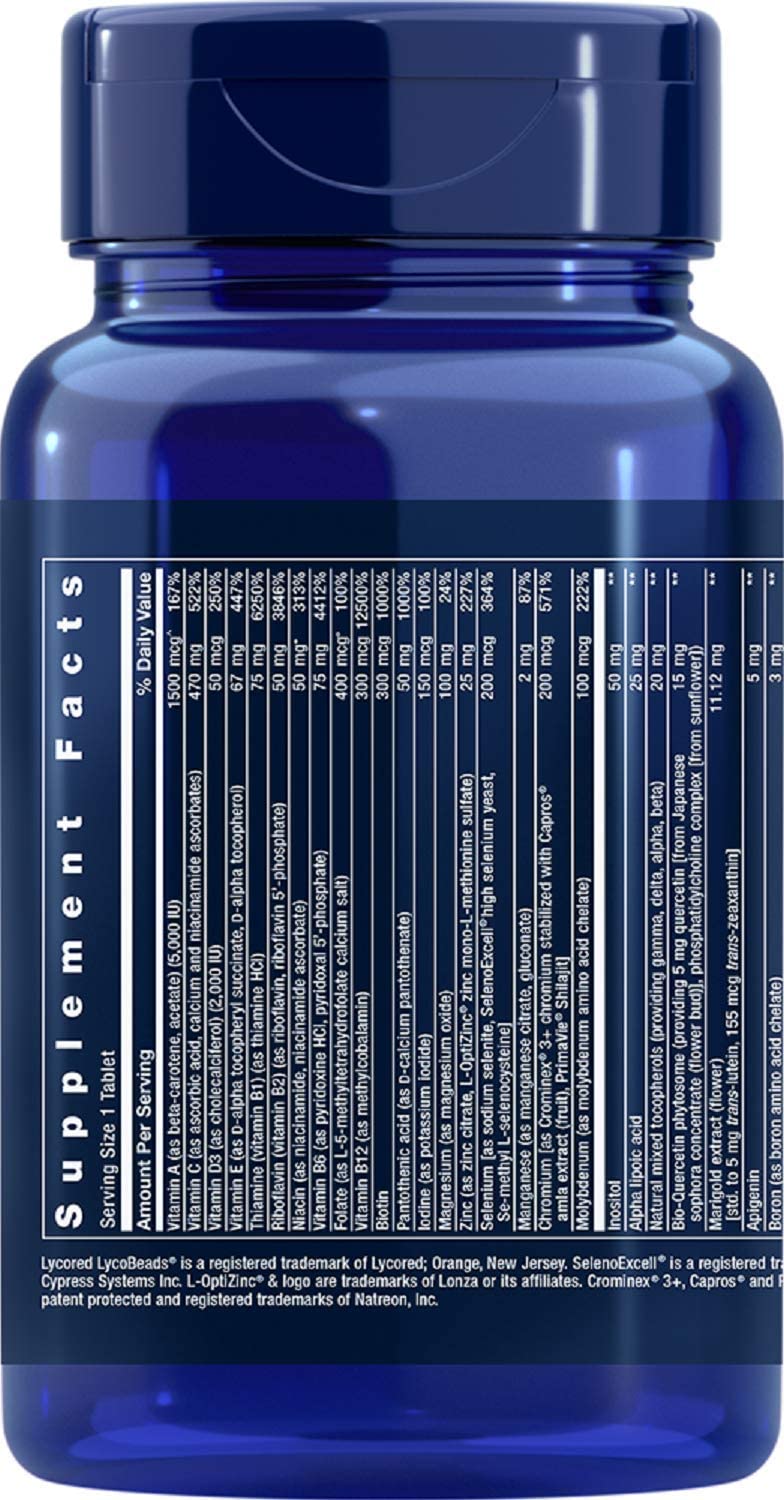 Life Extension One-Per-Day Multivitamin – Packed with Over 25 Vitamins, Minerals &amp; Plant Extracts, Quercetin, 5-MTHF Folate &amp; More – 1-Daily, Non-GMO, Gluten-Free – 60 Tablets