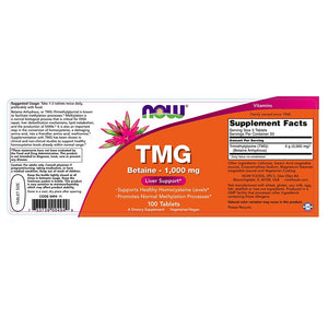 NOW Foods TMG, 1000 mg, 100 Tablets
