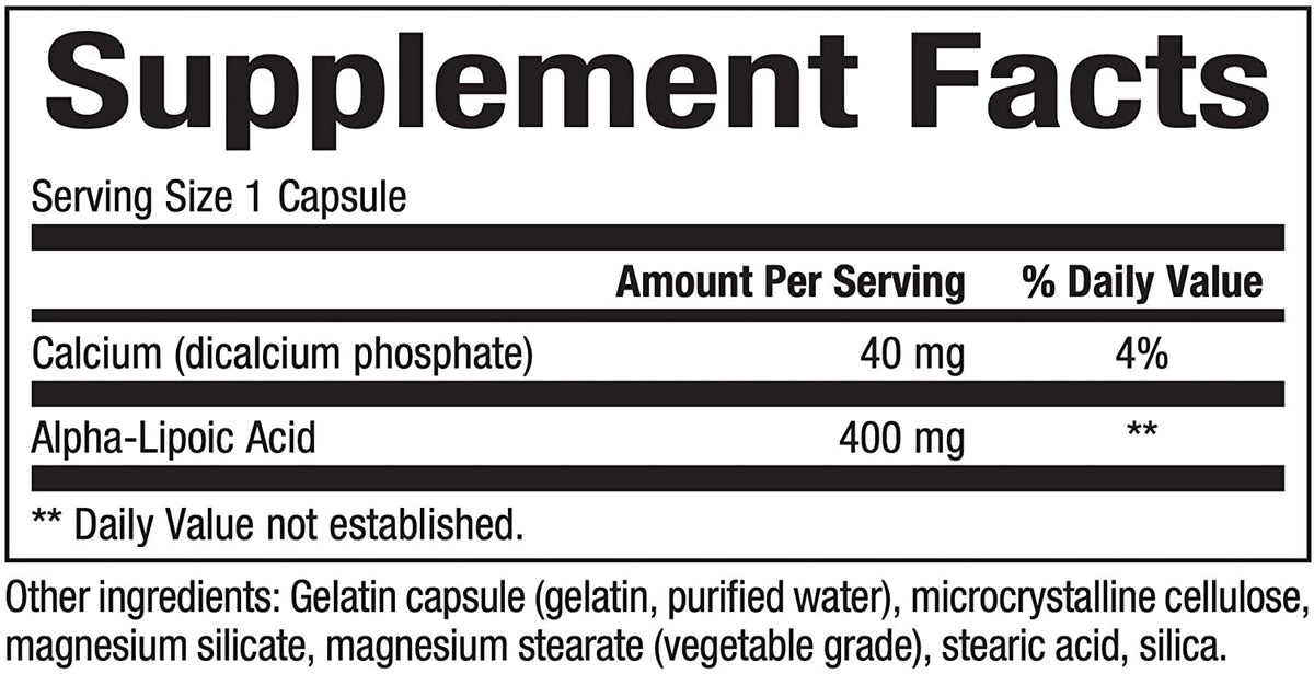 Natural Factors Alpha-Lipoic Acid 400 mg, Whole Body Antioxidant Support, 60 Capsules