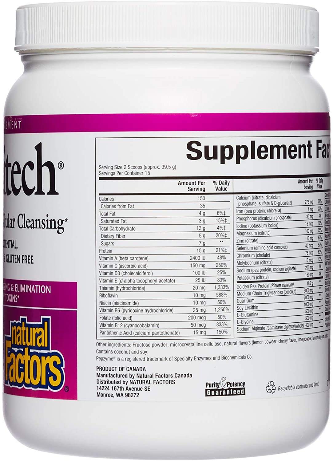 Natural Factors, Detoxitech Detoxification and Cellular Cleanse, Digestive Aid Drink Mix, 1.3 lbs (15 servings)