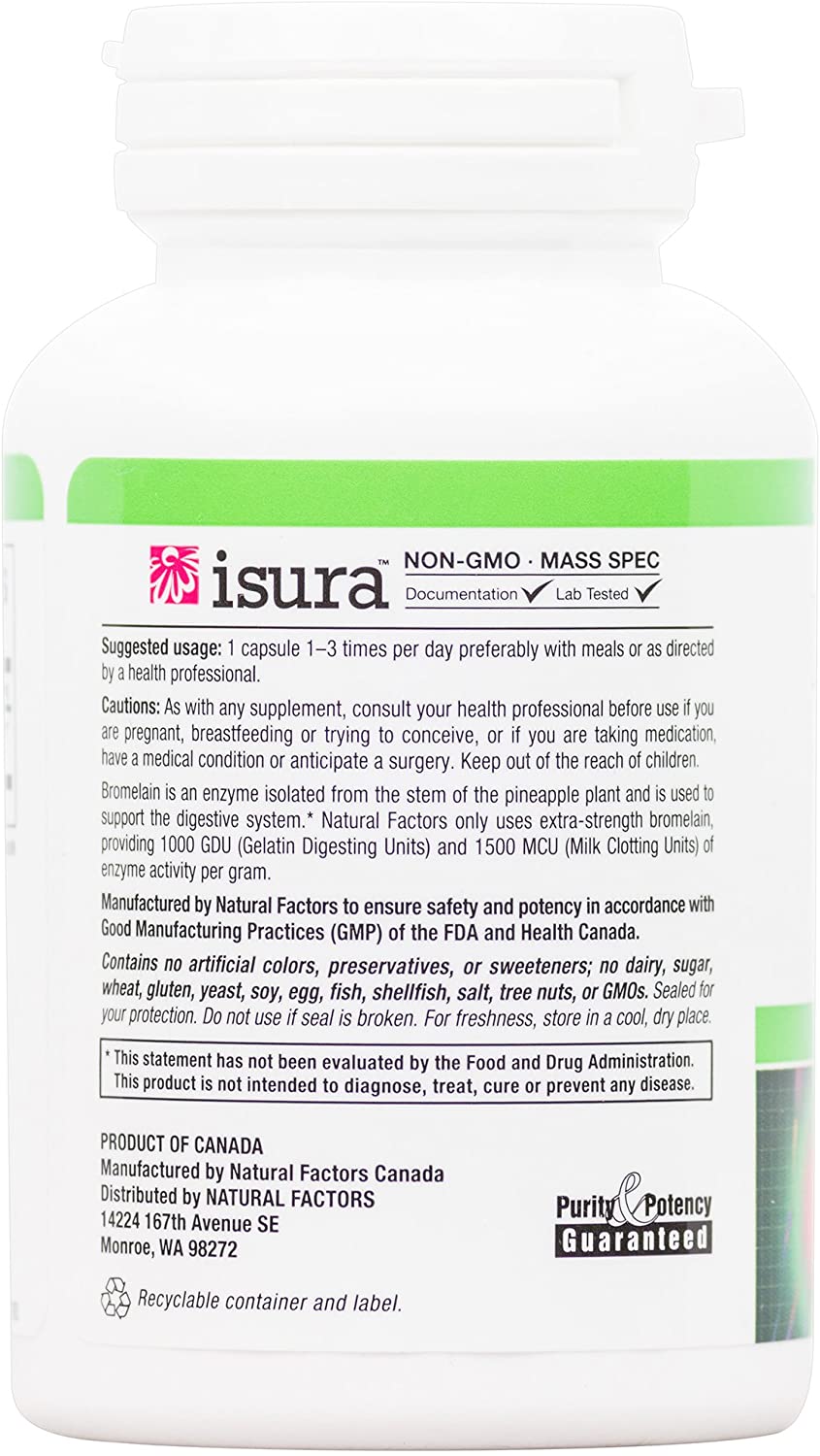 Natural Factors Bromelain 500 mg, Enzyme Support for a Healthy Digestive System, 90 Capsules