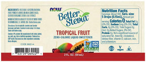 NOW Foods, BetterStevia Liquid, Tropical Fruit, Zero-Calorie, Healthier Sugar Alternative, Certified Non-GMO, 2-Ounce