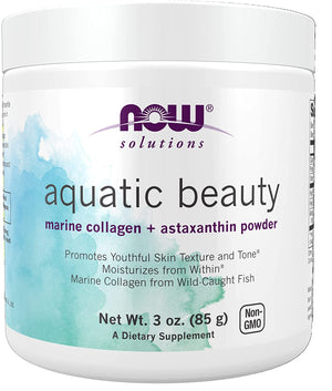 NOW Solutions, Aquatic Beauty Plus Marine Collagen from Wild-Caught Fish and Astaxanthin Powder, 3-Ounce
