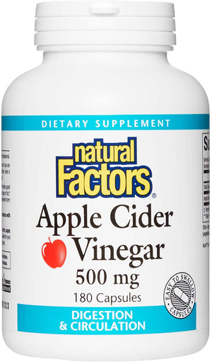 Natural Factors Apple Cider Vinegar, 500 mg, 180 Capsules