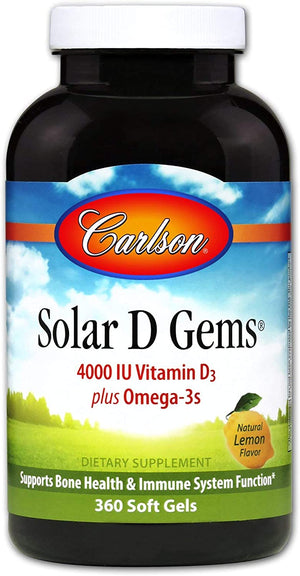 Carlson Solar D Gems® Natural Lemon, 360 Softgels