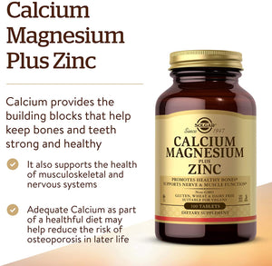 Solgar Calcium Magnesium plus Zinc, 100 Tablets