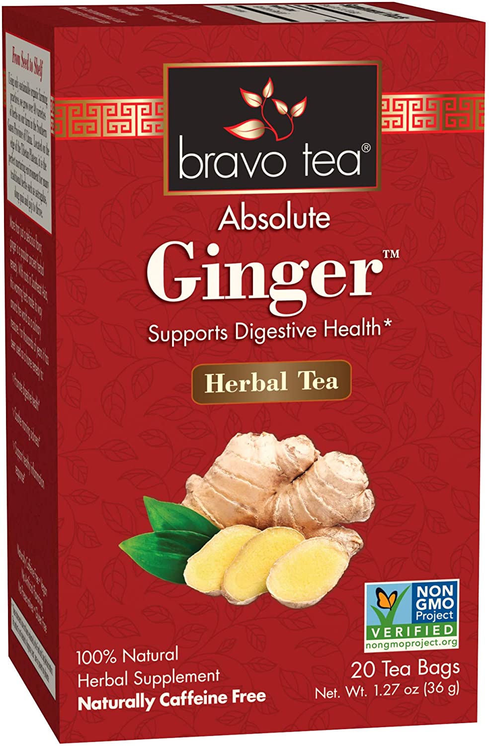 Bravo Tea, Ginger Tea, Caffeine Free, 20 Tea Bags