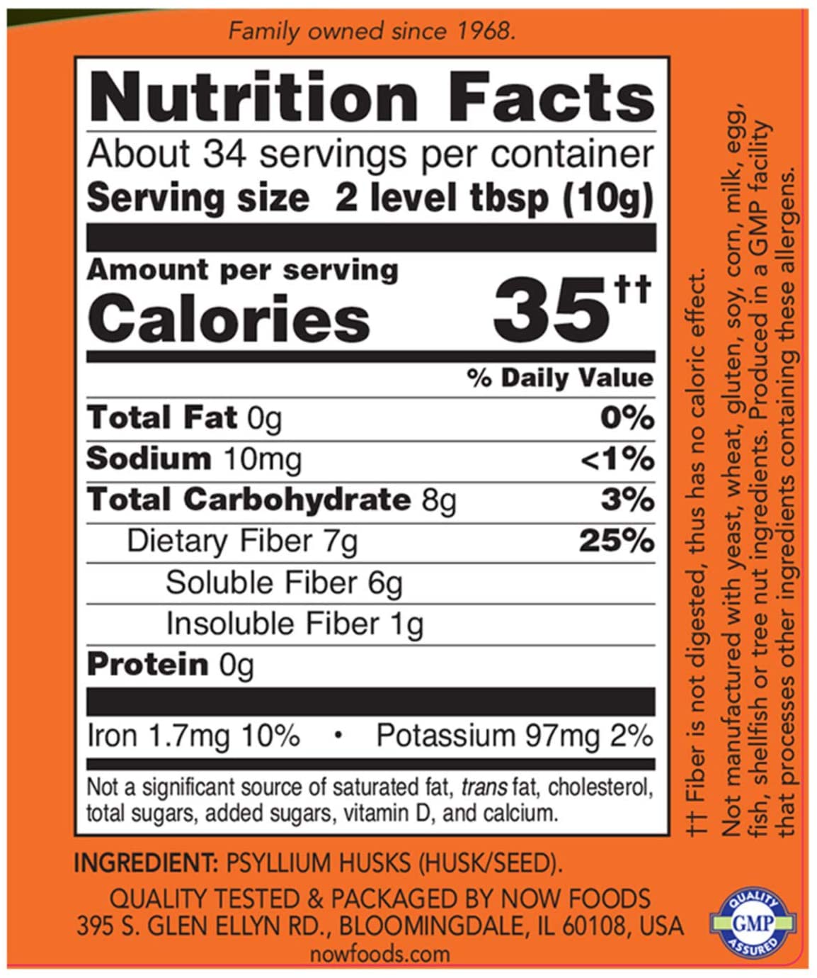 NOW Whole Psyllium Husks, 12 oz