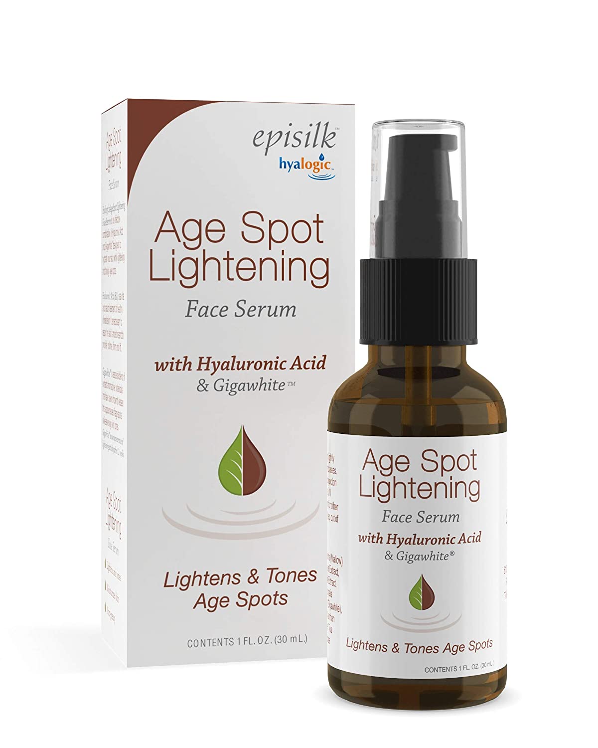 Episilk Hyalogic Age Spot Face Serum - Dark Spot Corrector Enriched w/Hyaluronic Acid &amp; Gigawhite - Brightening Serum to Lighten &amp; Tone Age Spots &amp; Wrinkles &amp; Fine Lines 1 Fl. oz