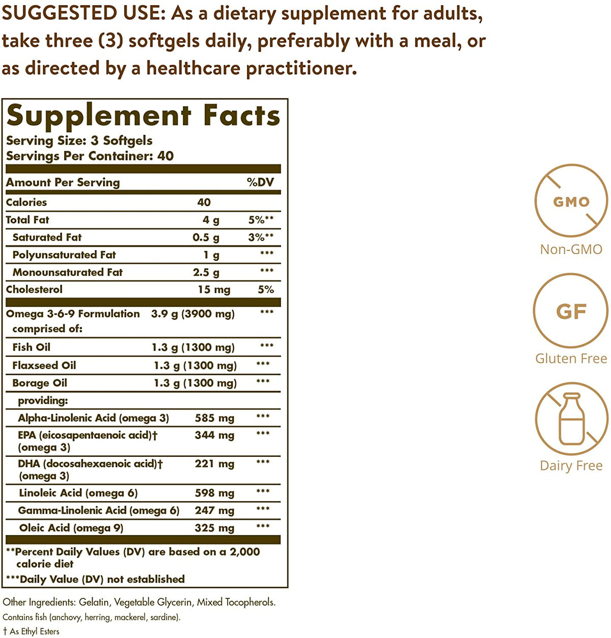Solgar Omega-3 Fish Oil Concentrate - 120 Softgels - Support for Joint &amp; Metabolic Health - Gluten Free, Non-GMO, Dairy Free - 60 Servings