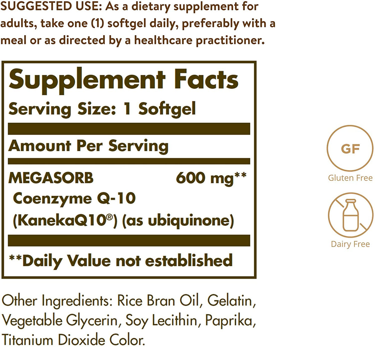 Solgar Megasorb CoQ-10 600 mg, 30 Softgels - Promotes Heart &amp; Nervous System Health - Coenzyme Q10 Supplement - Enhanced Absorption - Gluten Free, Dairy Free