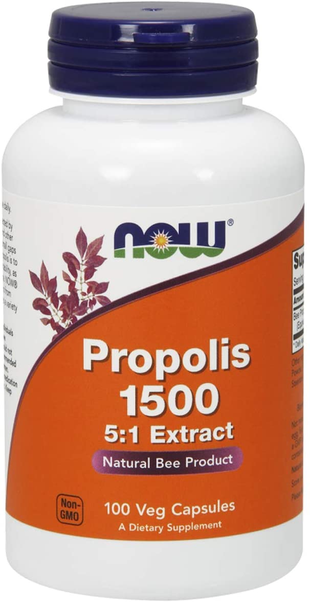 NOW Supplements, Propolis 1,500 mg with 5:1 Concentrate, Natural Bee Product, 100 Veg Capsules