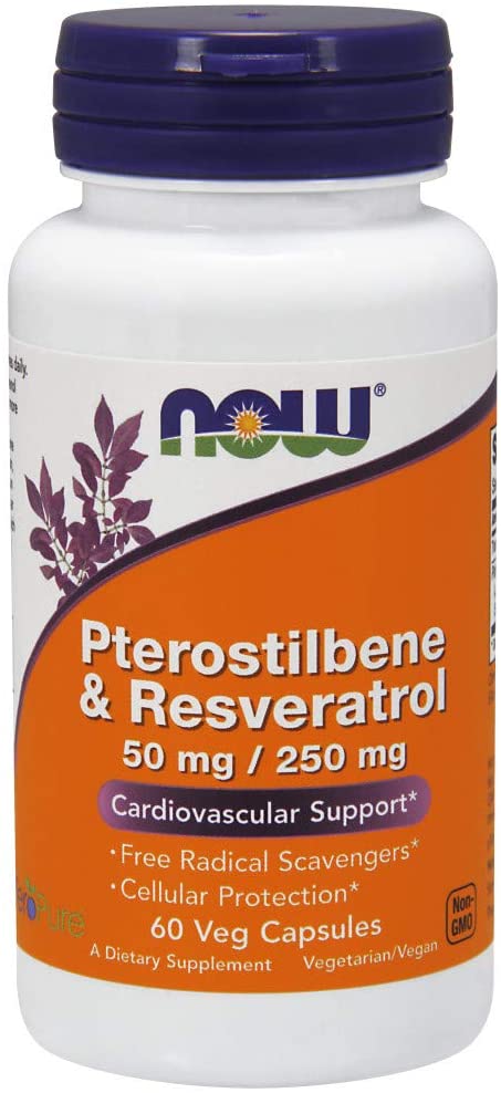 NOW Pterostilbene &amp; Resveratrol 50 mg/250 mg,60 Veg Capsules