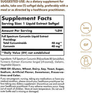 Solgar Full Spectrum Curcumin Liquid Extract, 90 Softgels - Faster Absorption - Brain, Joint & Immune Health - Long Lasting Support - Non GMO, Gluten Free, Dairy Free - 90 Servings