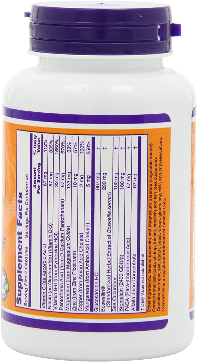 NOW Supplements, Joint Support™ with Glucosamine, Boswellin® and Sea Cucumber, 90 Capsules