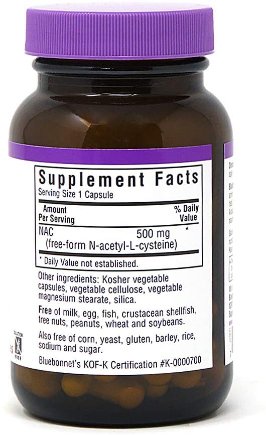 Bluebonnet Nutrition NAC, 500 mg, 60 Vegetable Capsules