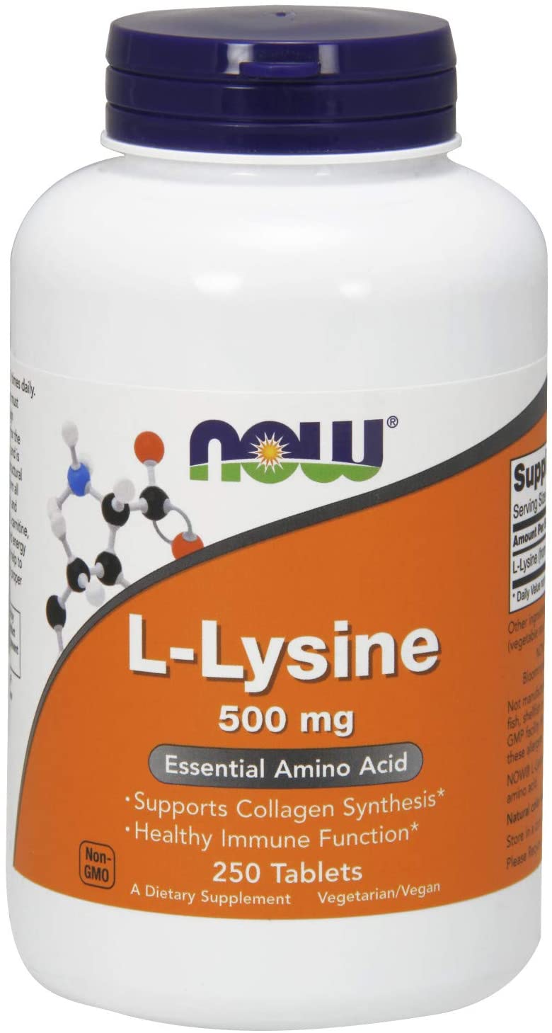 NOW Supplements, L-Lysine (L-Lysine Hydrochloride) 500 mg, Amino Acid, 250 Tablets