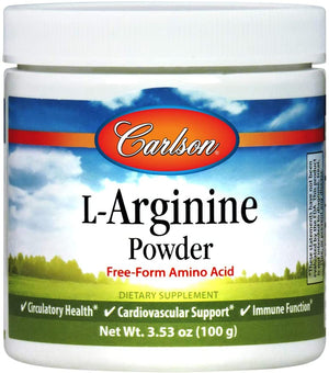 Carlson - L-Arginine Powder, Free-Form Amino Acid, Circulatory Health, 3.53 oz (100 g)