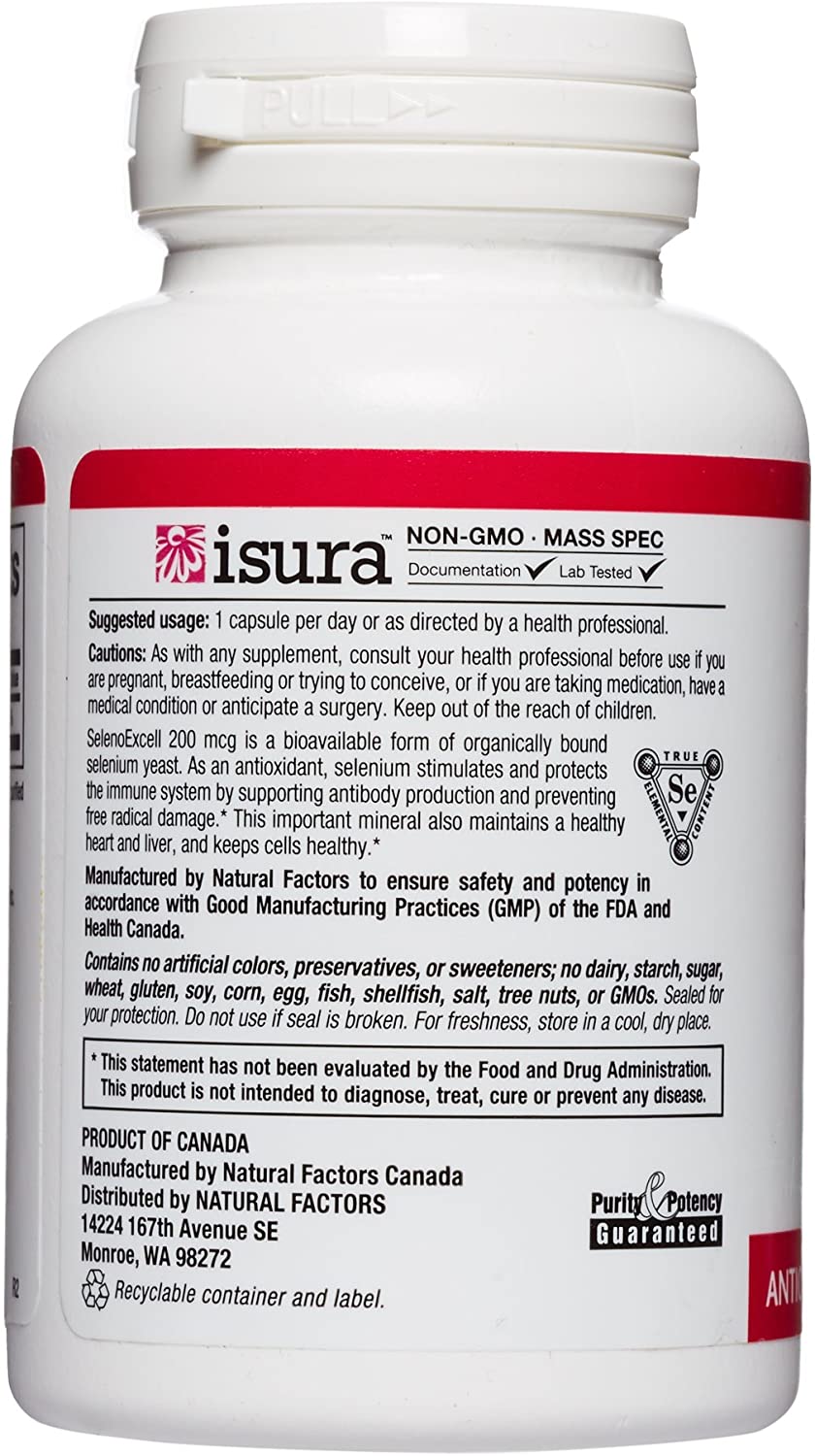 Natural Factors, SelenoExcell Selenium 200mcg, Antioxidant & Immune Support, 90 Capsules