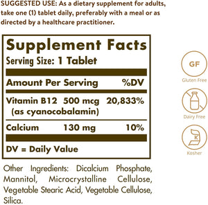 Solgar Vitamin B12, 500 mcg, 100 Tablets